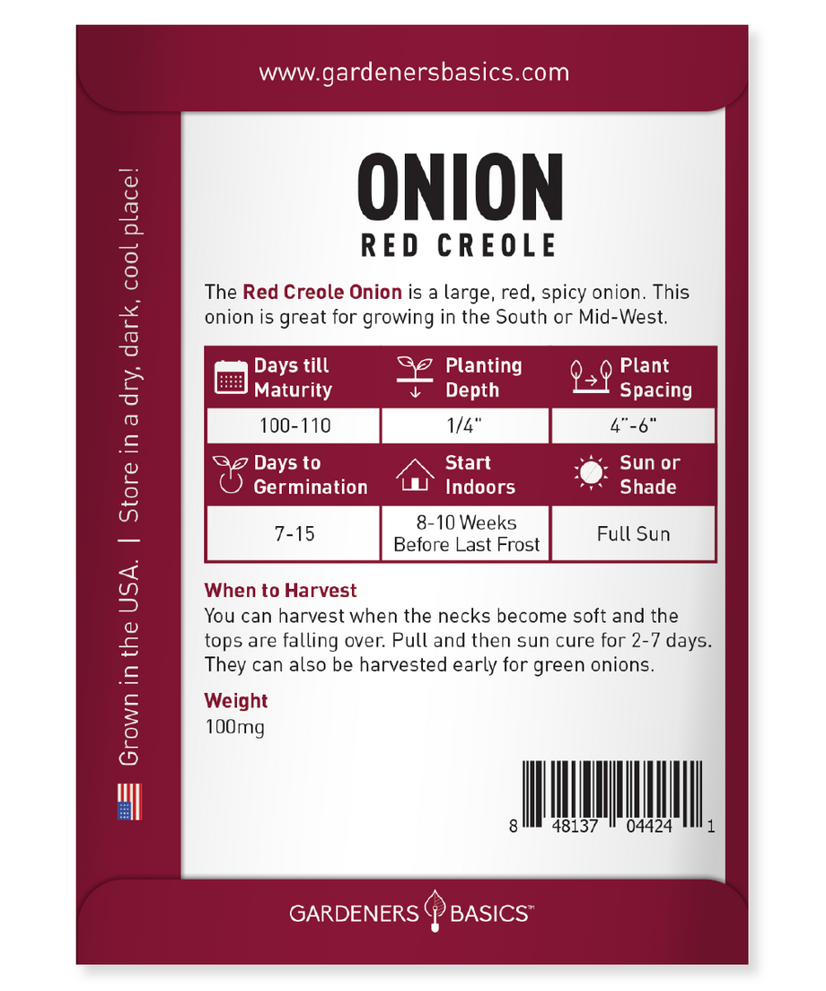 thumbnail image 2 of 50 Organic Red Creole Onion Seeds - Heirloom, Non-GMO, Easy To Grow Vegetable 2 of 5