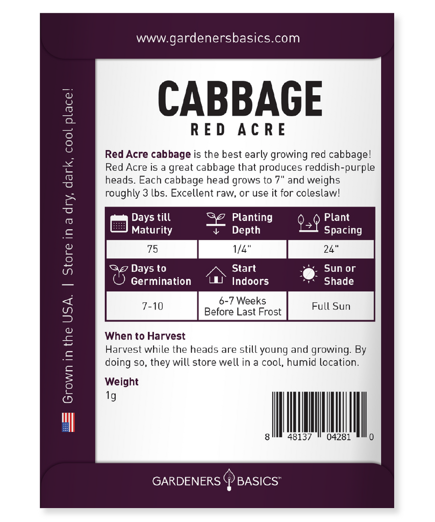 Premium Red Acre Cabbage Seeds - Grow Vibrant & Nutritious Cabbages at Home