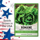 Parris Island Cos romaine lettuce seeds grown and packaged in the USA