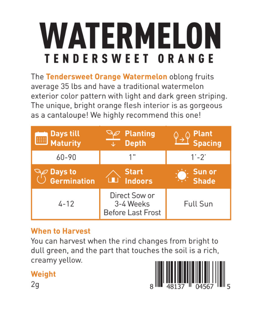 High-Quality Tendersweet Orange Watermelon Seeds: Easy to Grow, High-Yield Variety