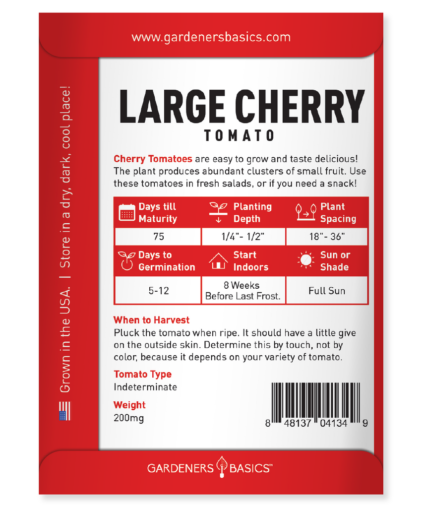 Large Cherry Tomato Seeds For Planting Non-GMO Seeds Home Vegetable Garden