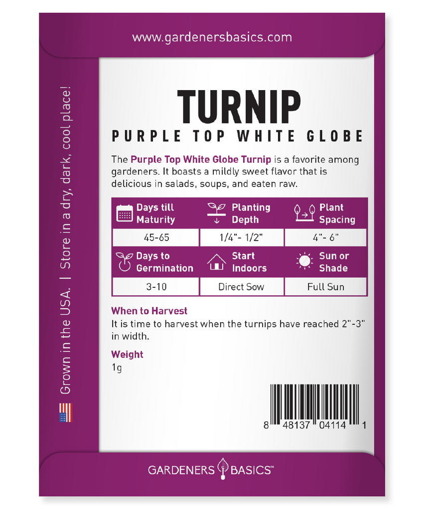 Purple Top White Globe Turnip Seeds For Planting Non-GMO Seeds Home Vegetable Garden