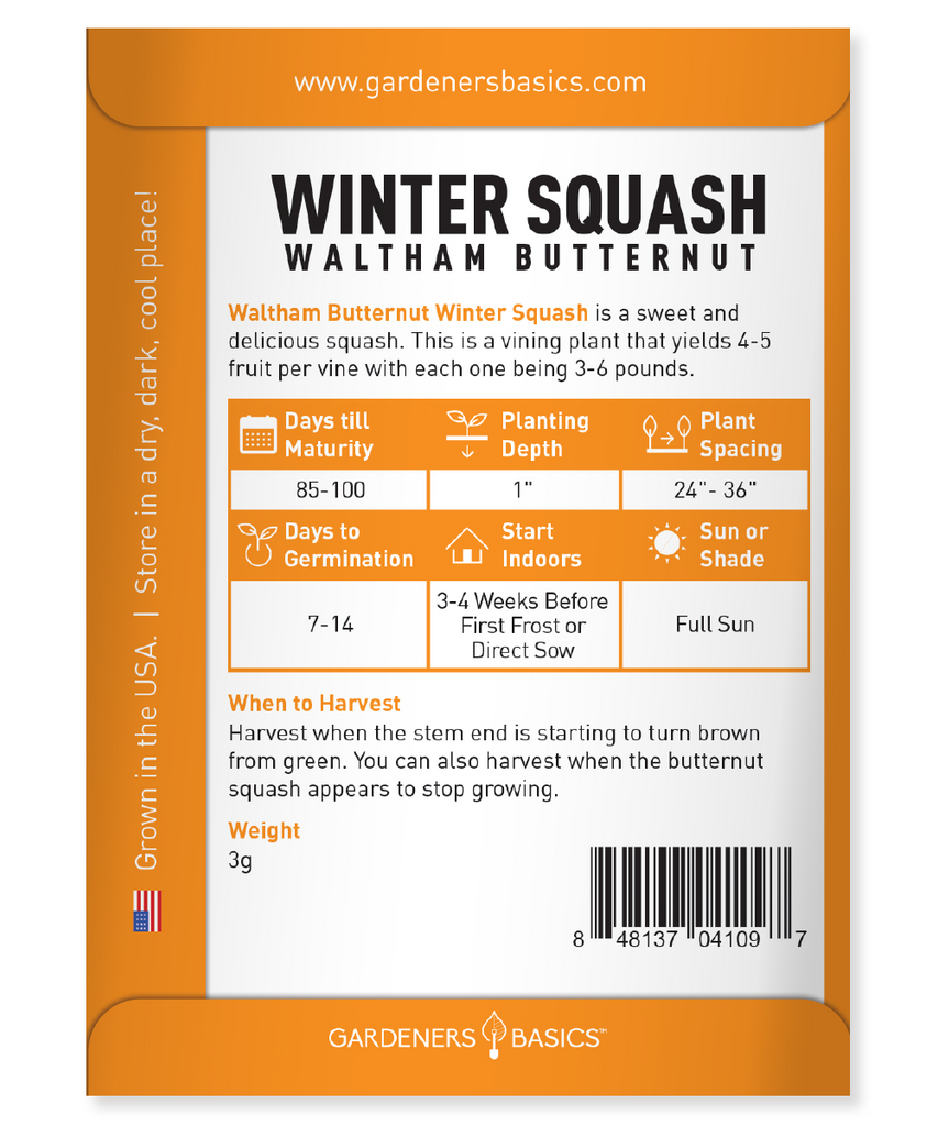 Waltham Butternut Winter Squash Seeds For Planting Non-GMO Seeds Home Vegetable Garden