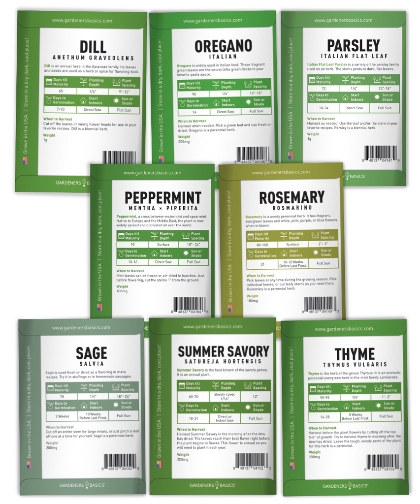 Herb Seeds Variety Pack Non-GMO Herb Seeds For Home Herb Garden Indoor Herb Garden Heirloom Herb Seeds